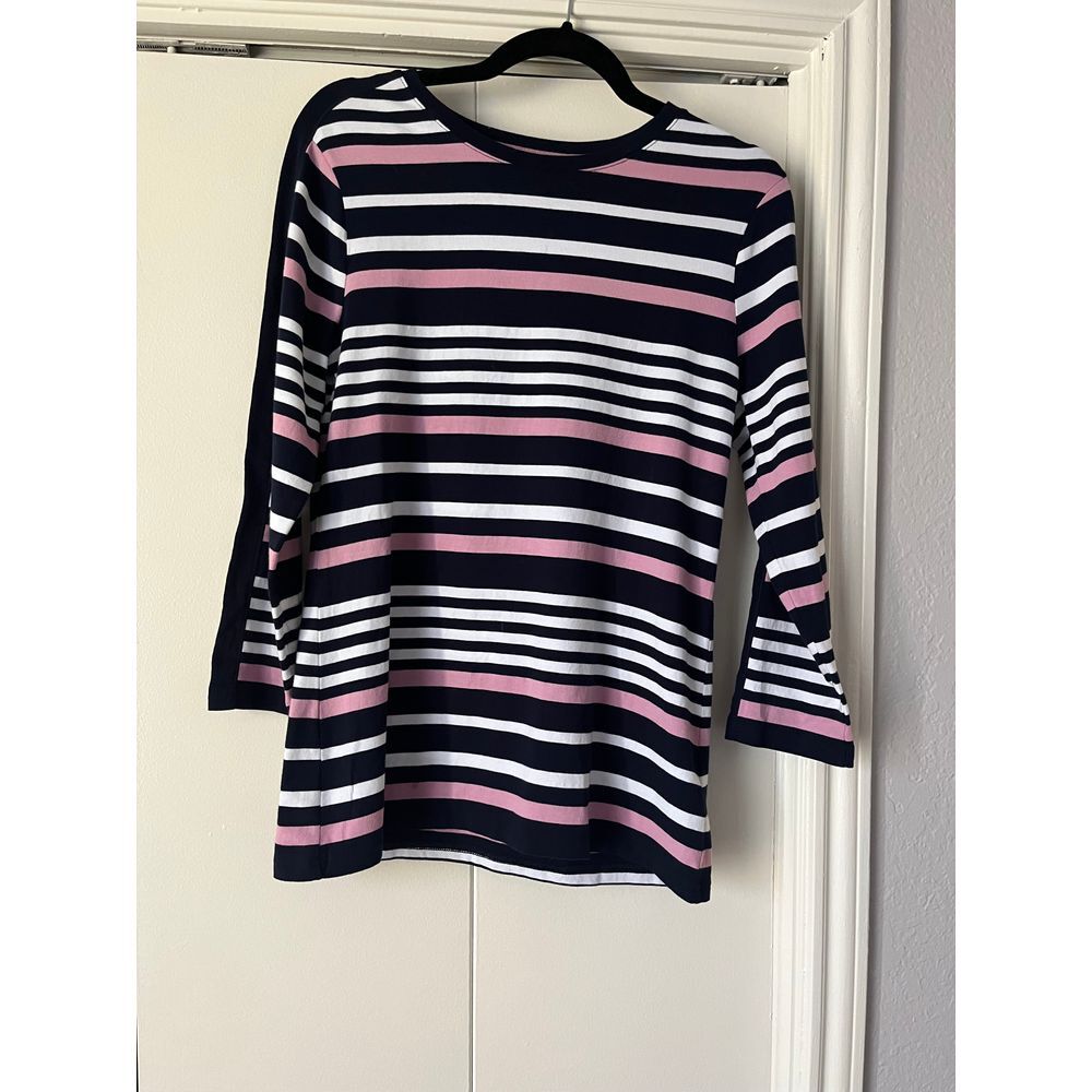 Chaps‎ Blue Pink White Striped Long Sleeve Casual Top
